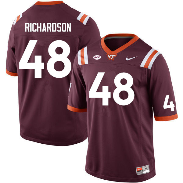 Men #48 Logan Richardson Virginia Tech Hokies College Football Jerseys Sale-Maroon - Click Image to Close